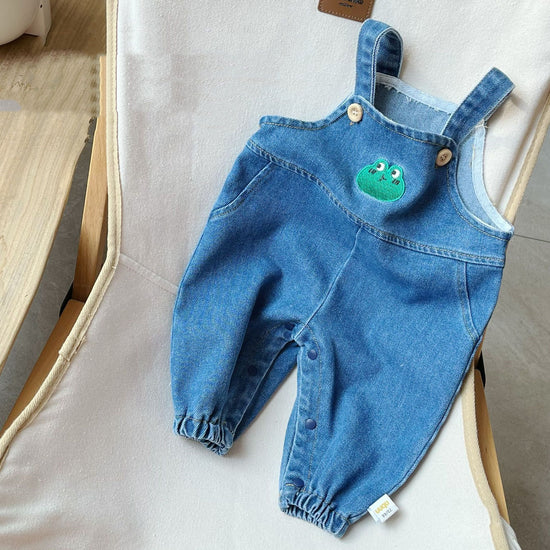 Boys' Fashion Simple Denim Backpack Pants - YLORESHOP