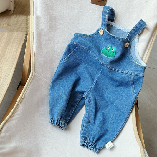 Boys' Fashion Simple Denim Backpack Pants - YLORESHOP
