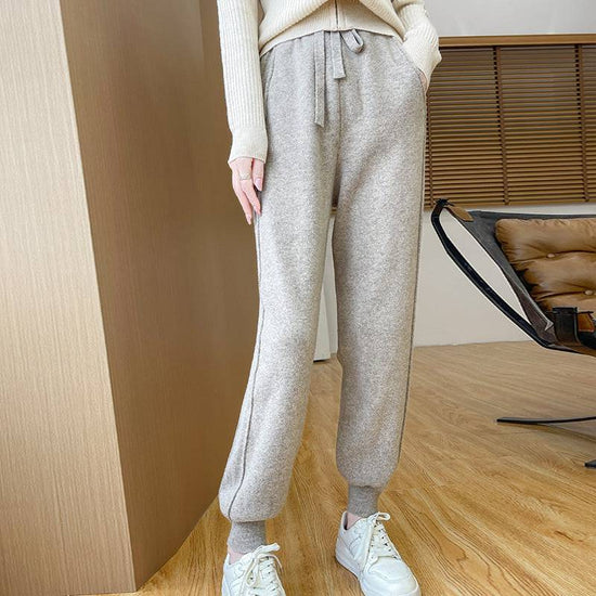 Autumn And Winter Wool Knitted Loose Slimming Loose Tapered Pants - YLORESHOP