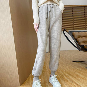 Autumn And Winter Wool Knitted Loose Slimming Loose Tapered Pants - YLORESHOP