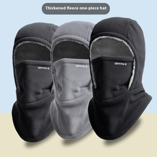 Winter Fleece Hooded Scarf, Windproof, Coldproof, Warm, Thermal Face Mask.