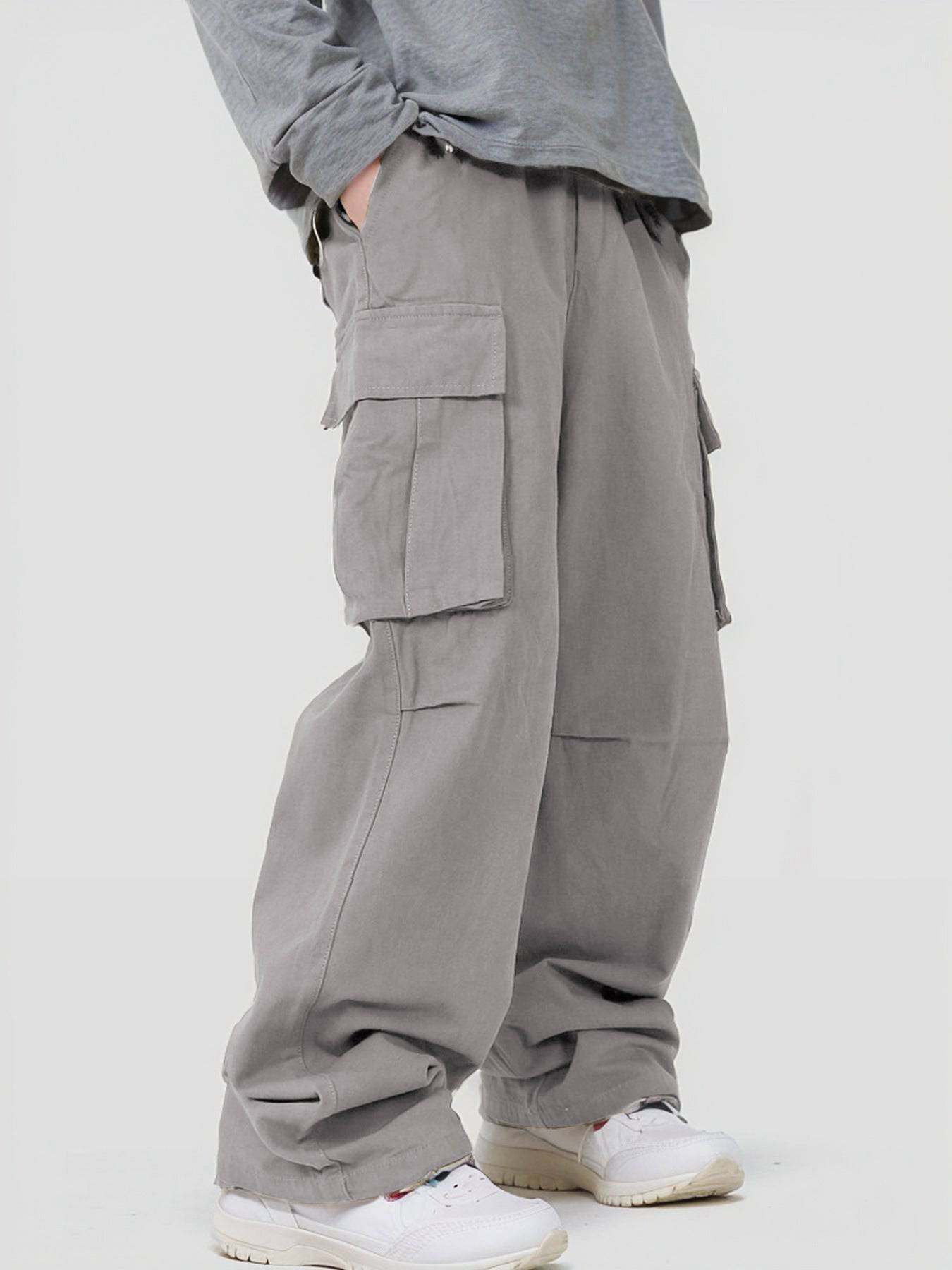 Salopette tascabile tridimensionale Pantaloni casual larghi con lacci funzionali