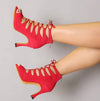 Black And Red Medium High Heels Soft Sole Modern Dance - YLORESHOP
