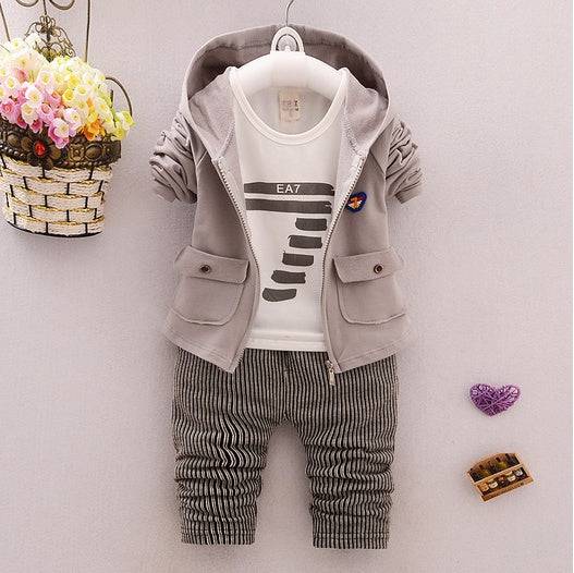 spring and autumn new boys and girls zipper striped trousers suit children's suit - YLORESHOP