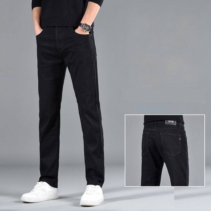 Nuovi jeans da uomo in cotone a gamba dritta casual da ragazzo slim fit