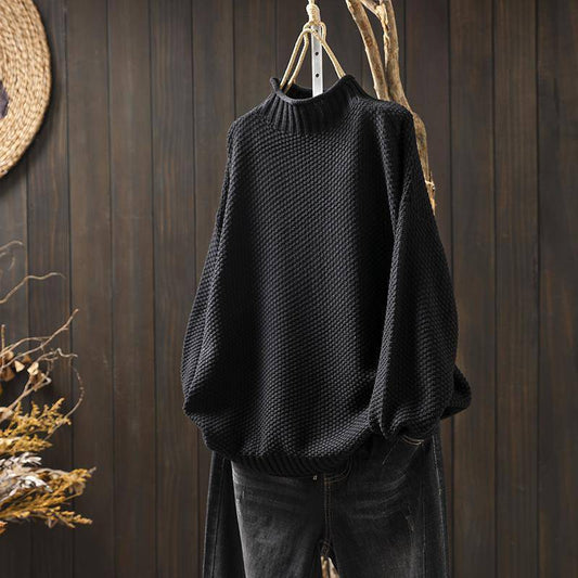 Mock Neck Sweater Women Loose Plus Size - YLORESHOP