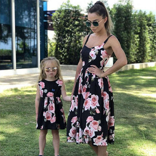 Summer New Style Printed Sling Sleeveless Parent-Child Dress - YLORESHOP