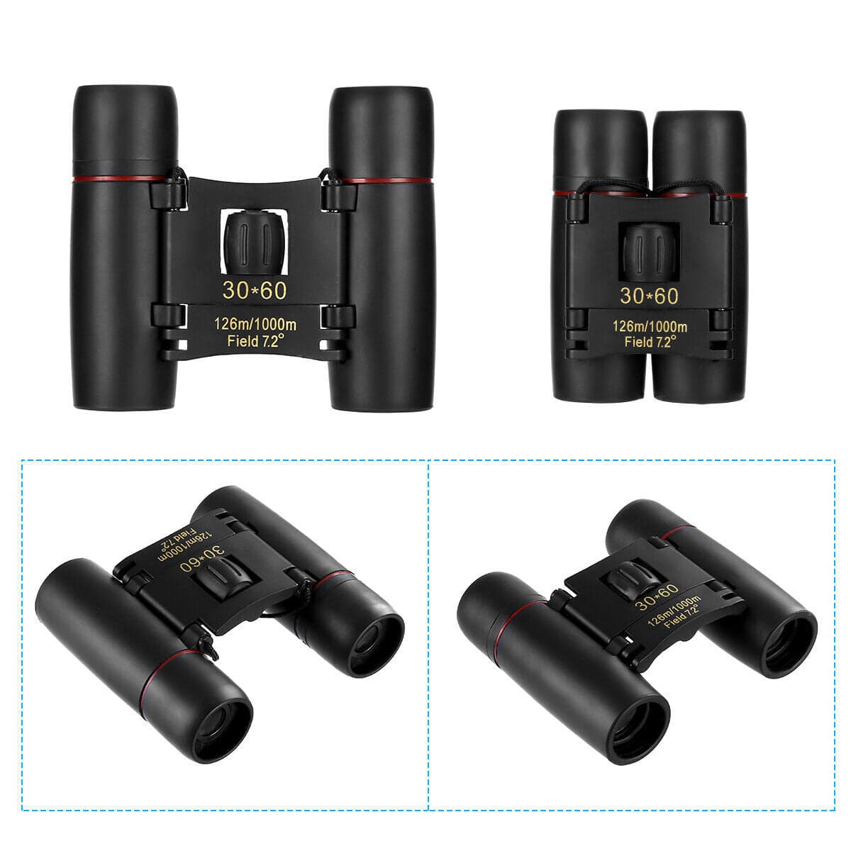 Binoculars 30x60 Zoom Travel Compact Folding Telescope Hunting Day Night Outdoor Small Pocket Binoculars Compact Adults, Mini Kids Binoculars Boys For Bird Watching, Concert Theater Opera - YLORESHOP