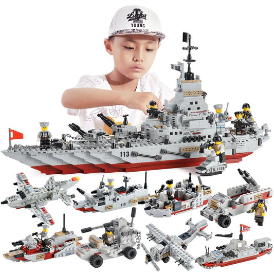 Puzzle regalo per ragazzo corazzata militare 8 in 1, giocattoli per bambini