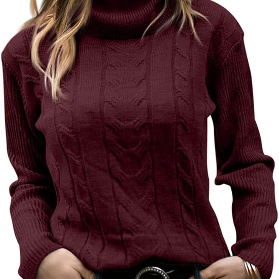 Solid Color Turtleneck Sweater Retro Long Sleeve Sweater - YLORESHOP