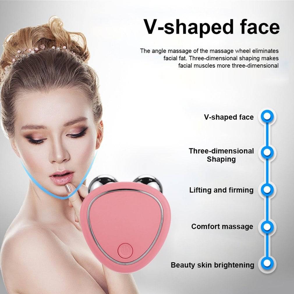 Portable Facial Micro-current Beauty Instrument For Lifting Thinning And Reducing Edema With Double Roller Massager - YLORESHOP