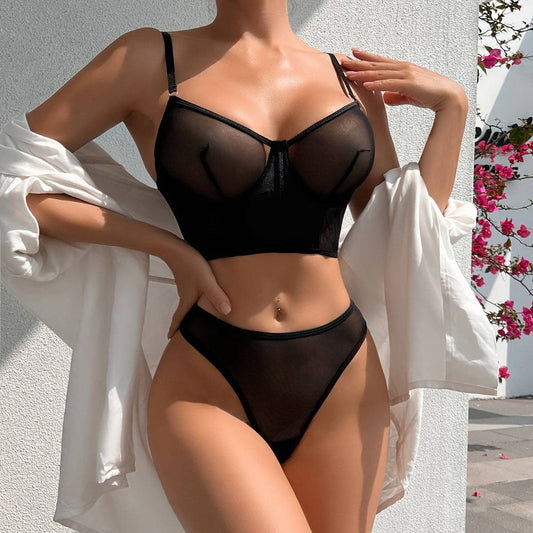 Women's Underwear Fishbone Contrast Color Mesh Push-up Suit - YLORESHOP