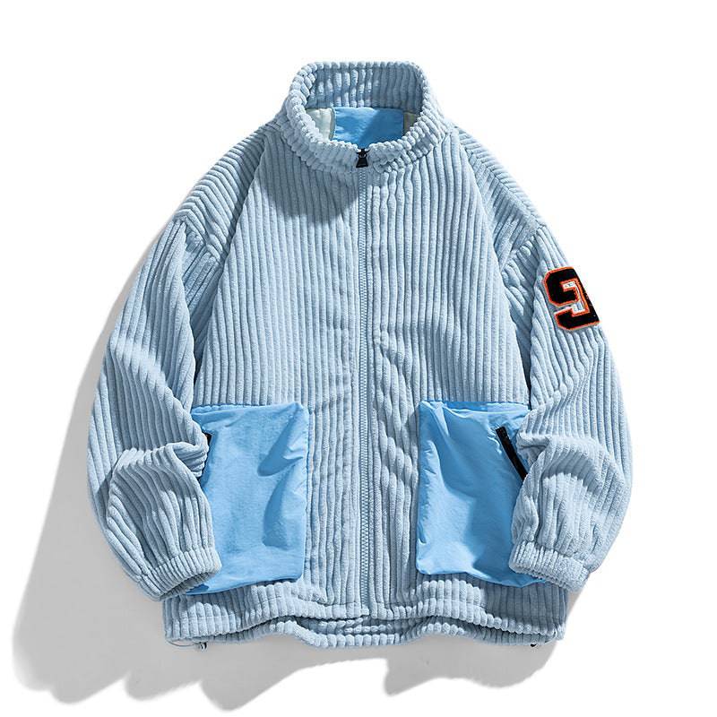 Corduroy Coat Men's Spring And Autumn Loose Plus Size Men's Clothing Plus-sized Plus-sized Fat Jacket Autumn Clothing - YLORESHOP