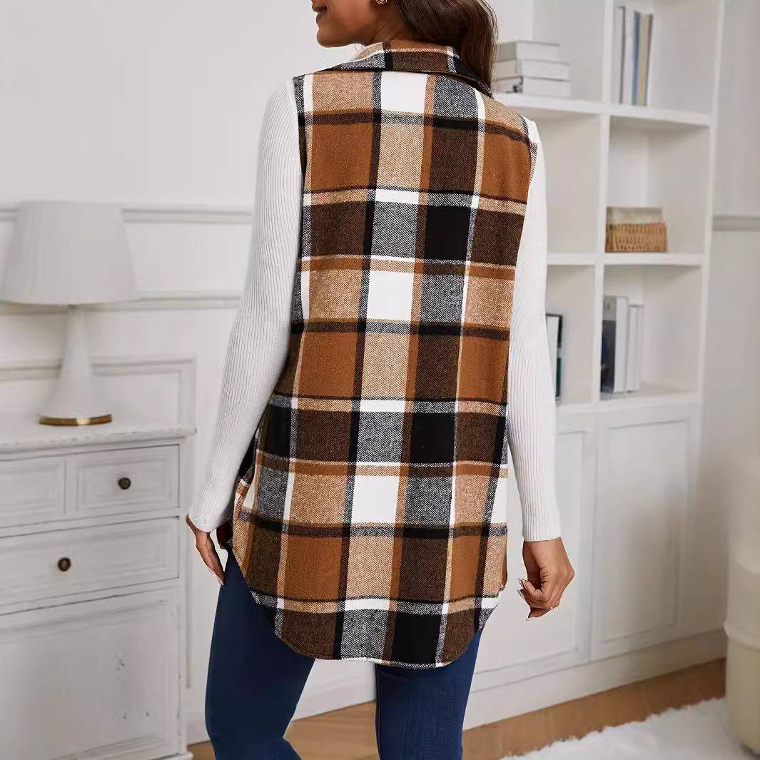 Ins Style Fashion Plaid Sleeveless Vest Loose - YLORESHOP