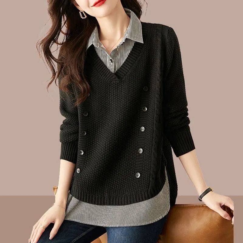 Women's Loose Bottoming Shirt Trendy Stitching Top - YLORESHOP