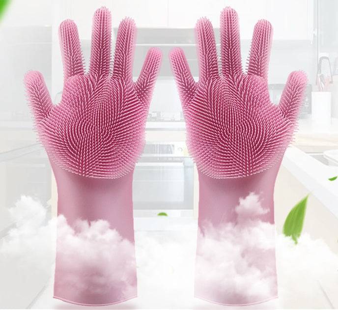 Silicone Heat-resistant Cleaning Brush Scrubbing Gloves - YLORESHOP