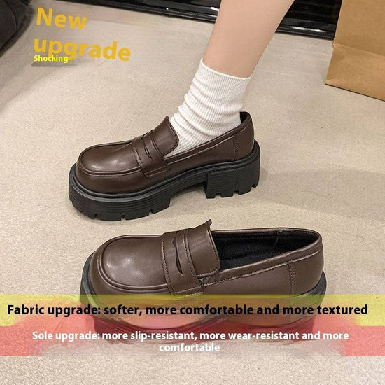 Autumn New Slip-on Round Head Thick Bottom Heightened Single Layer Shoes - YLORESHOP