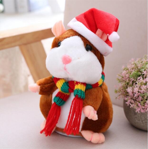 16cm Christmas Talking Hamster Plush Toy Interactive Sound Record Plush Hamster Stuffed Toys for Children Kids Christmas Gift - YLORESHOP