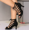 Black And Red Medium High Heels Soft Sole Modern Dance - YLORESHOP
