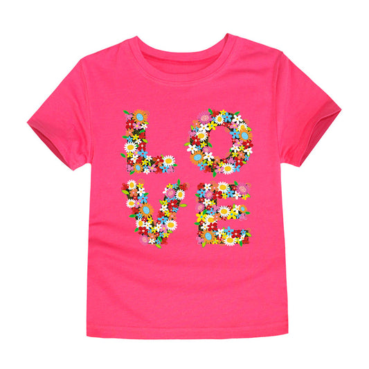 Children's Clothing Cartoon Knitted Heat Press Round Neck T-shirt - YLORESHOP