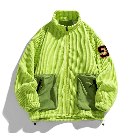 Corduroy Coat Men's Spring And Autumn Loose Plus Size Men's Clothing Plus-sized Plus-sized Fat Jacket Autumn Clothing - YLORESHOP