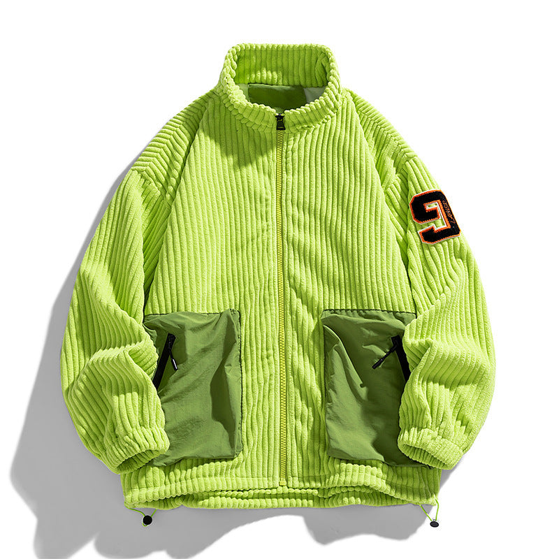 Corduroy Coat Men's Spring And Autumn Loose Plus Size Men's Clothing Plus-sized Plus-sized Fat Jacket Autumn Clothing - YLORESHOP