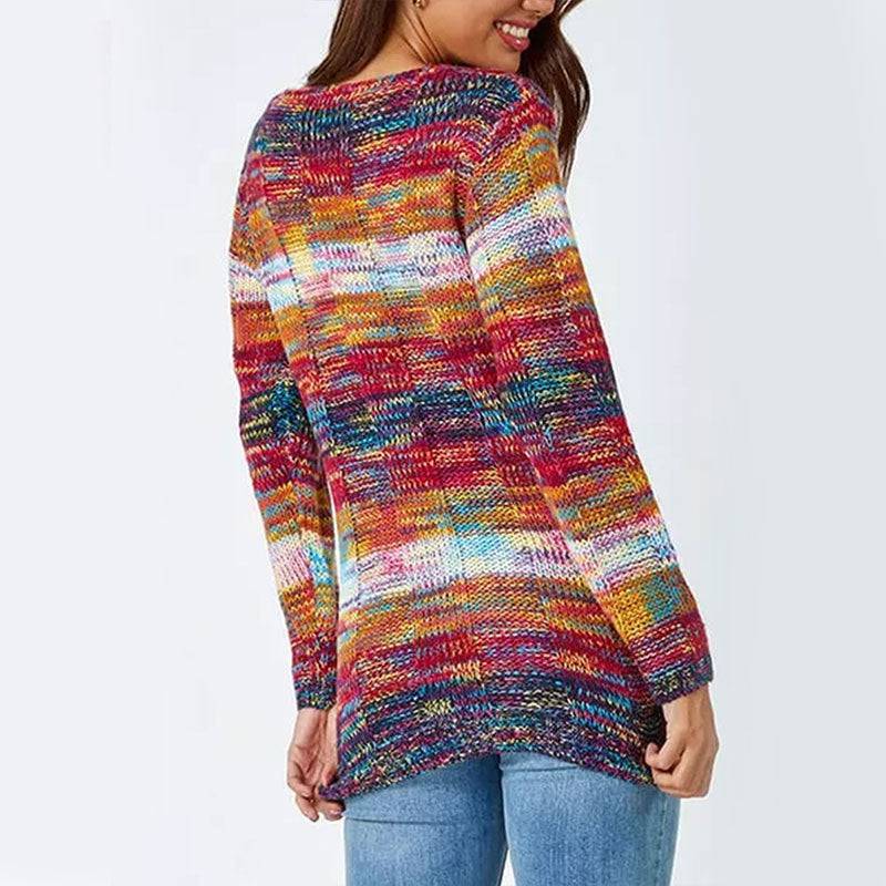 European And American Style Gradient Rainbow Color Long Sleeve Sweater - YLORESHOP