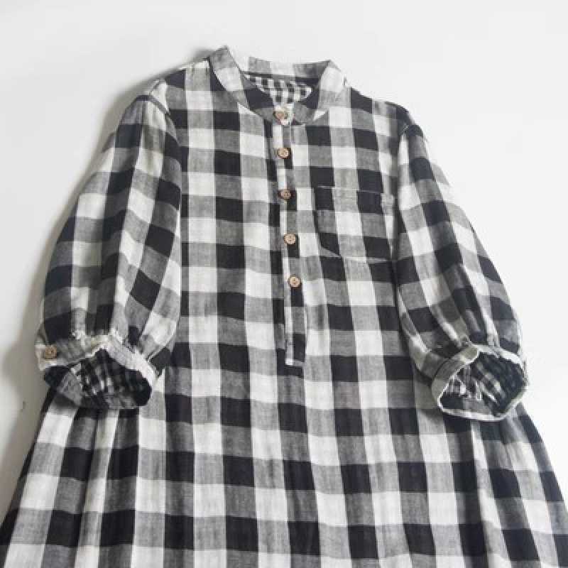 Double-layer Cotton Plaid Dress Women - YLORESHOP