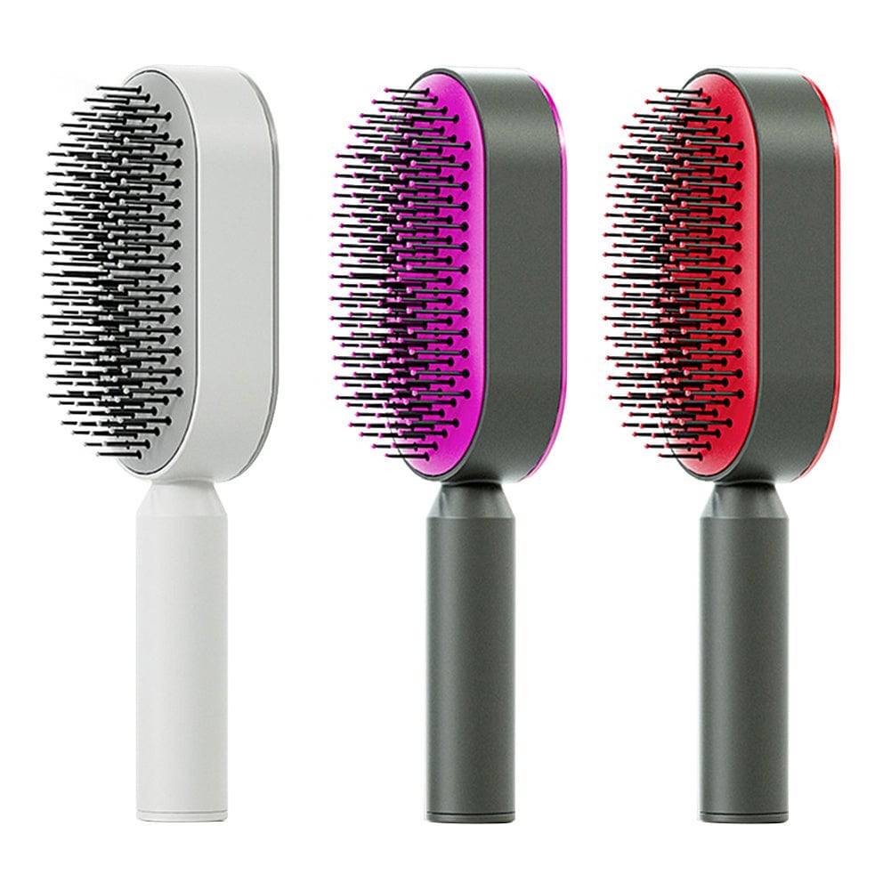 Self Cleaning Hair Brush For Women One-key Cleaning Hair Loss Airbag Massage Scalp Comb Anti-Static Hairbrush - YLORESHOP