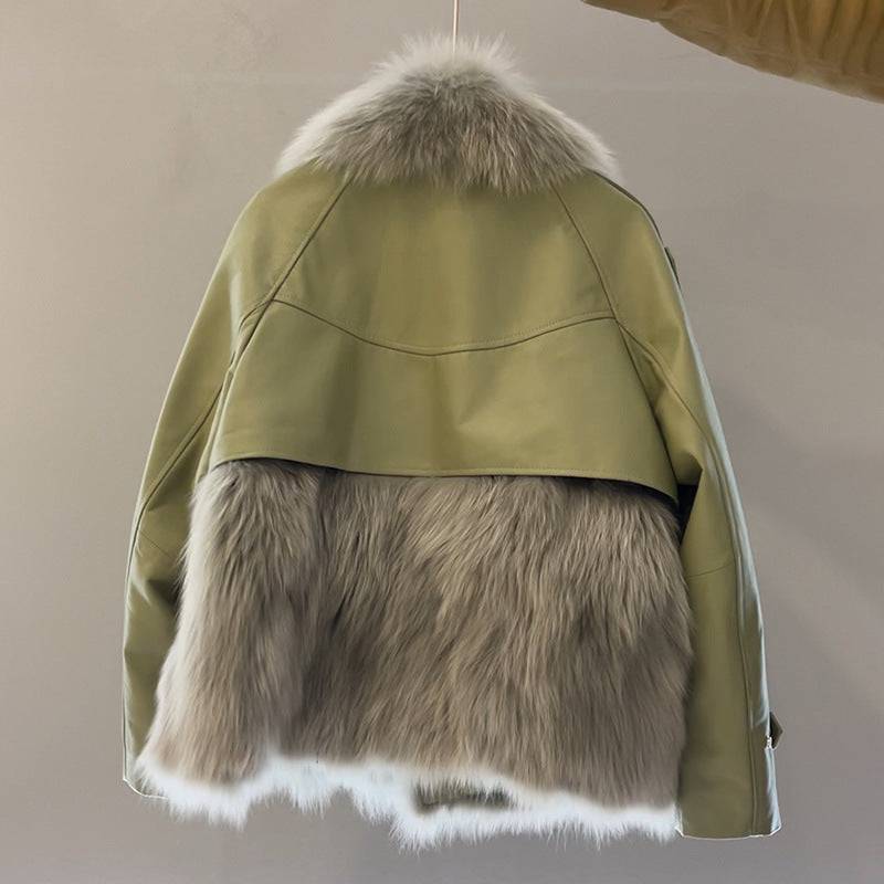 Women's Fashion Personality Stitching Fur Coat - YLORESHOP