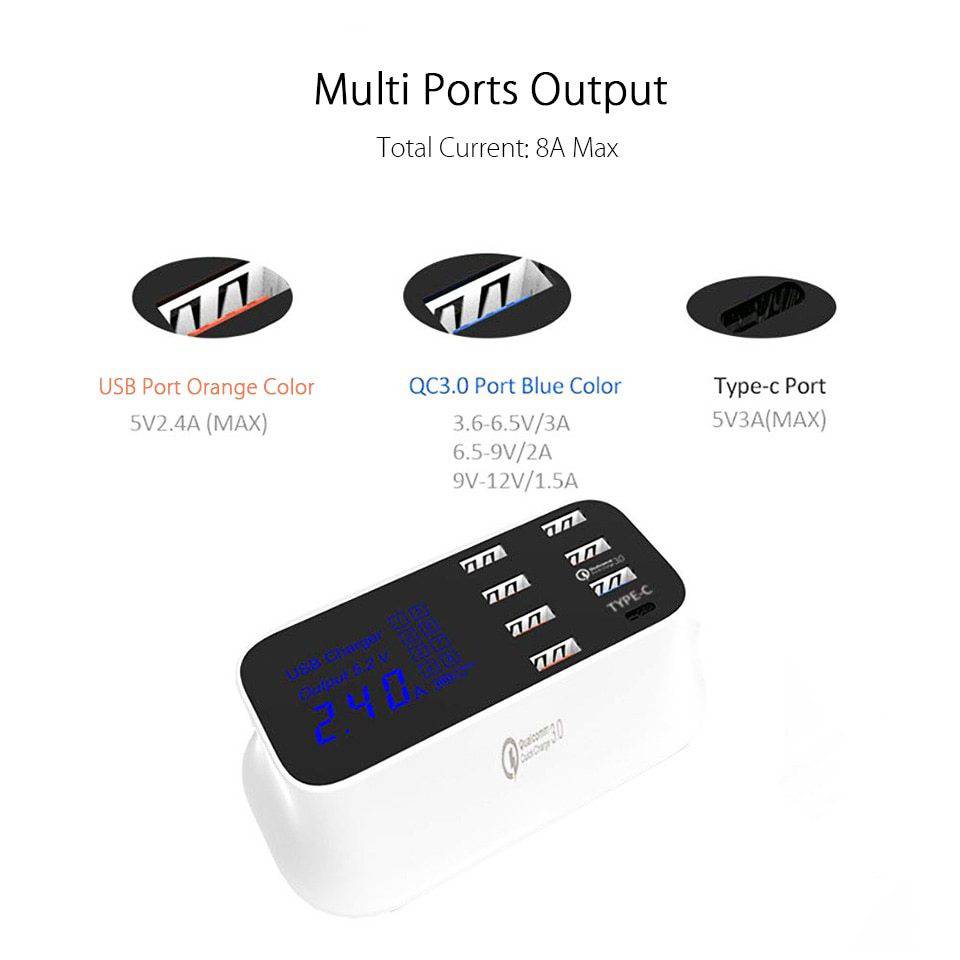 Stazione di ricarica USB intelligente ordinaria Quick Charge 3.0