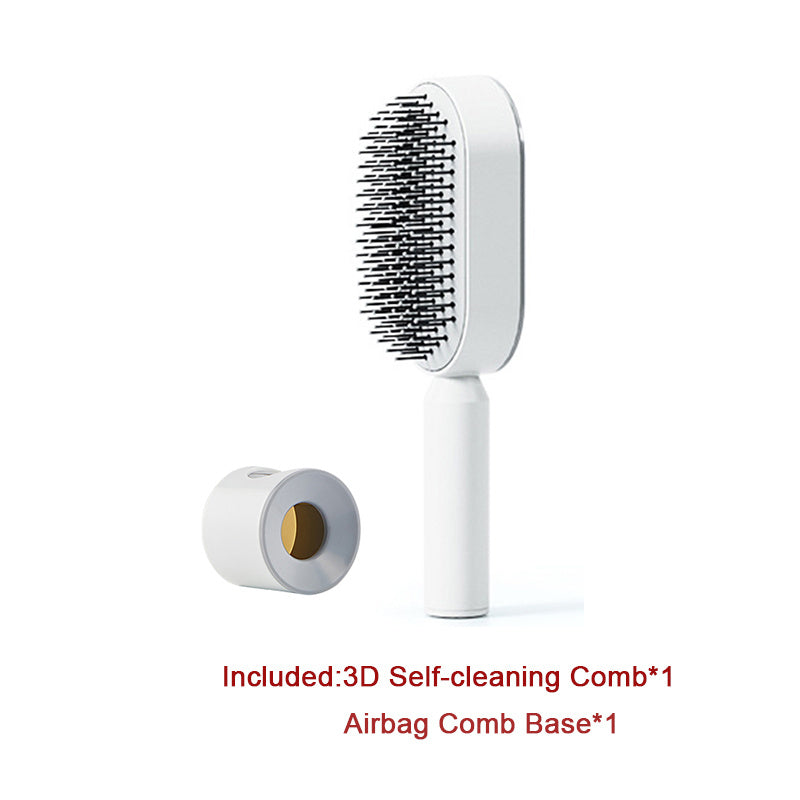 Self Cleaning Hair Brush For Women One-key Cleaning Hair Loss Airbag Massage Scalp Comb Anti-Static Hairbrush - YLORESHOP