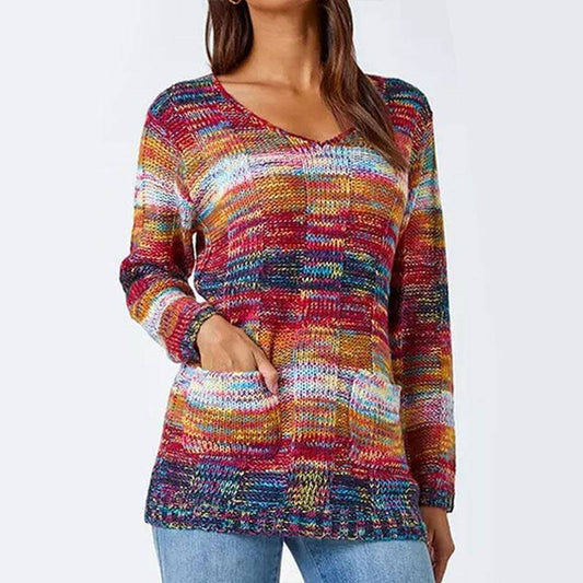 European And American Style Gradient Rainbow Color Long Sleeve Sweater - YLORESHOP