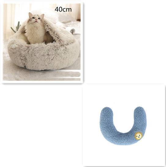 Letto invernale per cani e gatti 2 in 1 Letto invernale per animali domestici Letto rotondo in peluche caldo Letto per animali domestici in morbido peluche lungo Prodotti per animali domestici