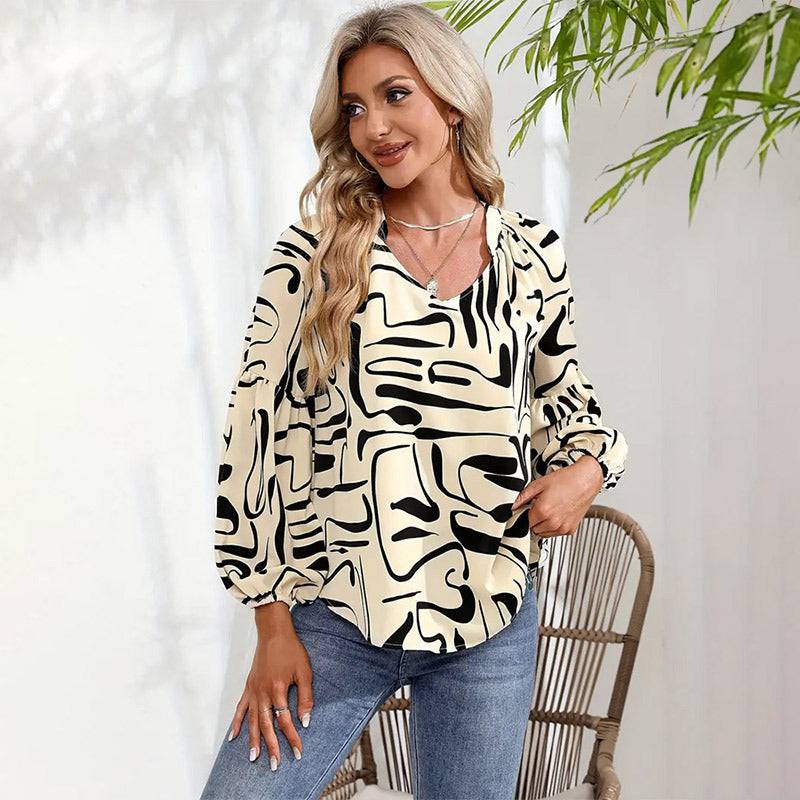 Fashion Irregular Printed Loose Top Women - YLORESHOP