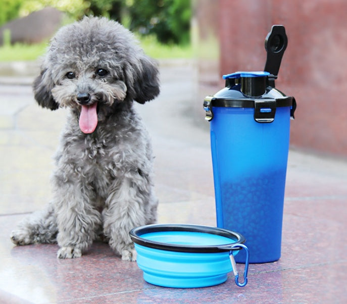 2 In 1Pet Water Bottle Dispenser Travel Portable Dog Cat Drinking Silicone Bowl - YLORESHOP