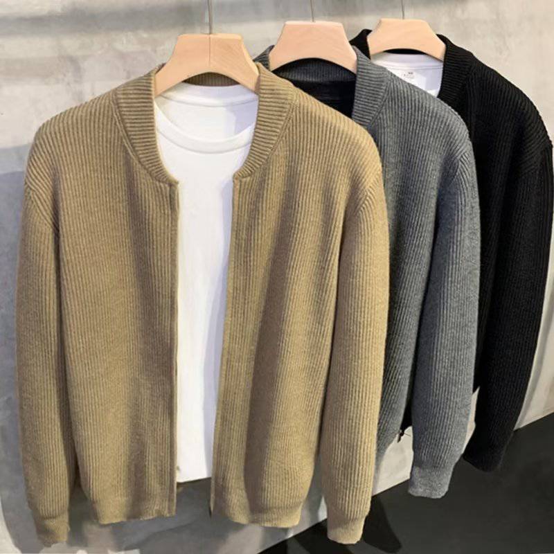 Cappotto di maglieria da uomo in maglione cardigan con doppia cerniera