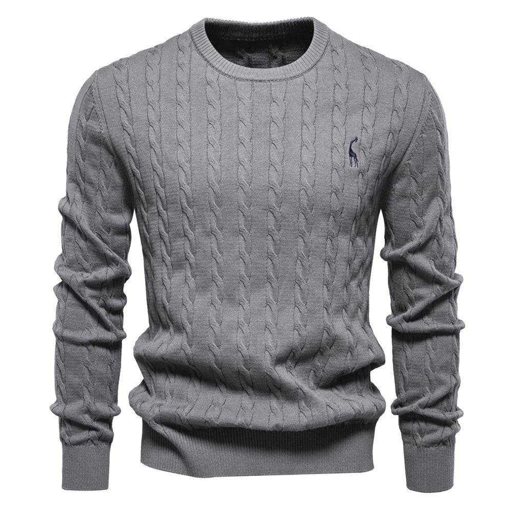 Maglione autunno e inverno pullover cervo ricamo maglione tinta unita per uomo