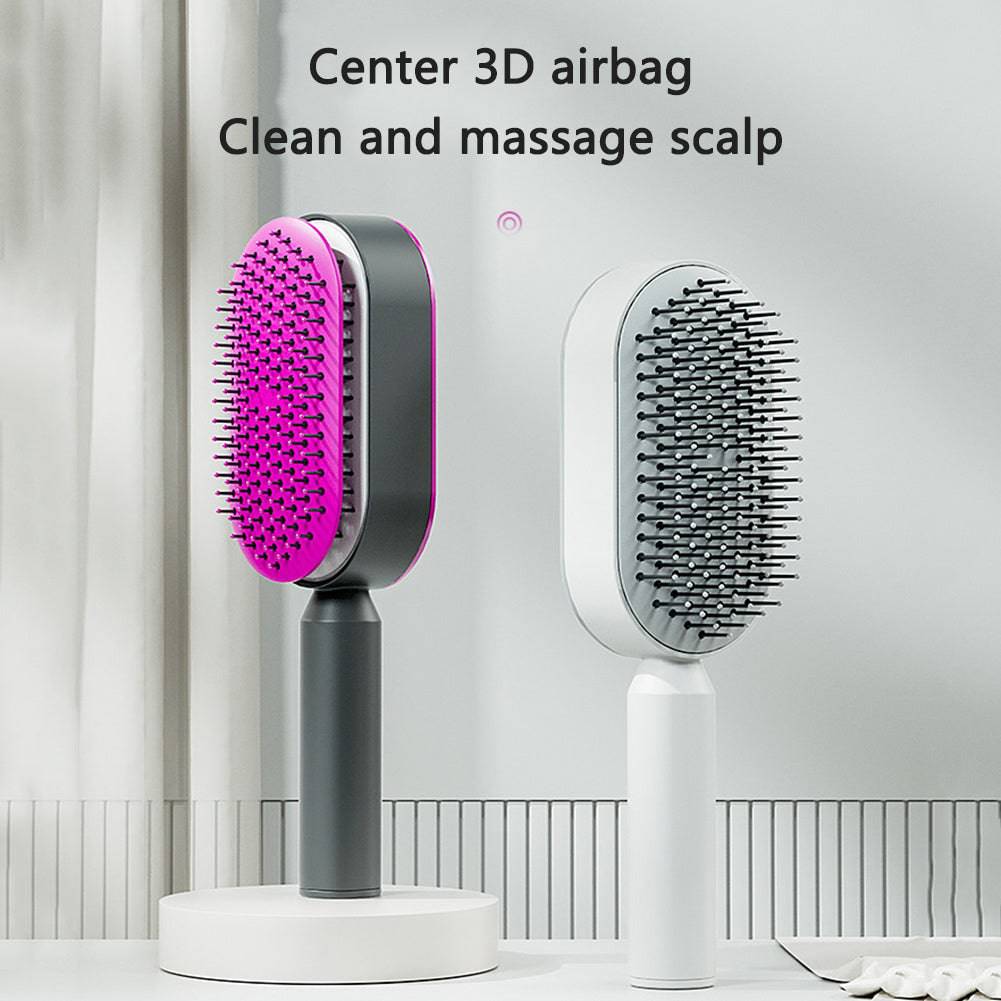 Self Cleaning Hair Brush For Women One-key Cleaning Hair Loss Airbag Massage Scalp Comb Anti-Static Hairbrush - YLORESHOP