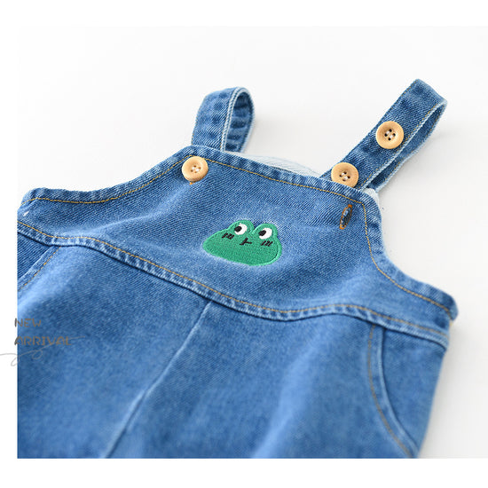 Boys' Fashion Simple Denim Backpack Pants - YLORESHOP