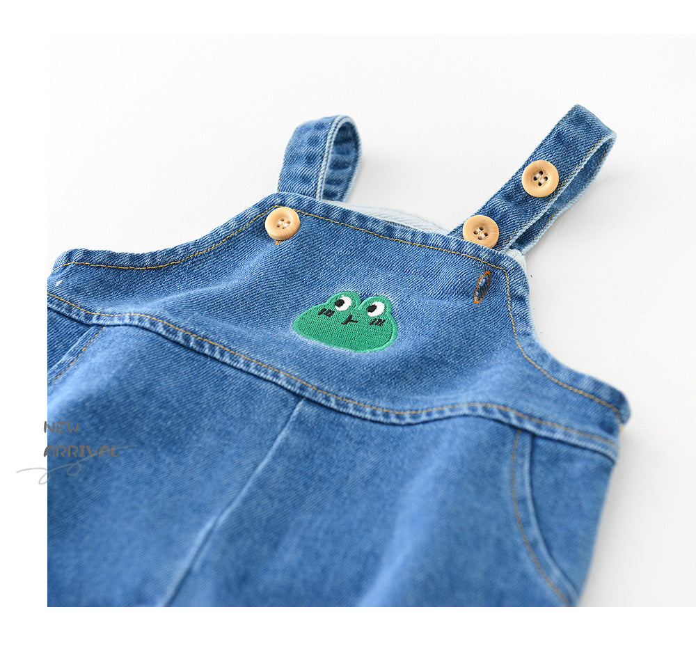 Boys' Fashion Simple Denim Backpack Pants - YLORESHOP