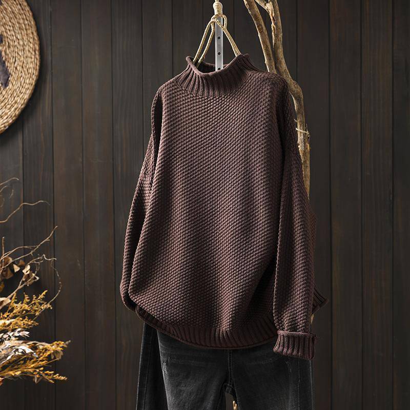 Mock Neck Sweater Women Loose Plus Size - YLORESHOP