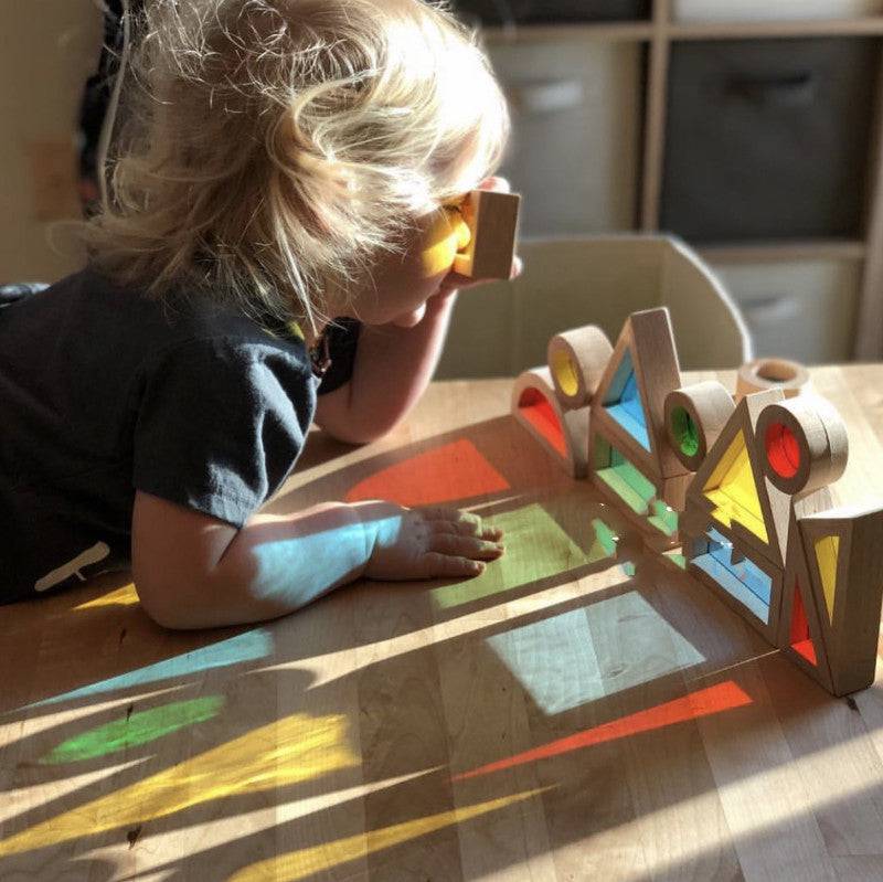 Blocchi di costruzione arcobaleno in legno acrilico per bambini, giocattoli educativi per la prima educazione