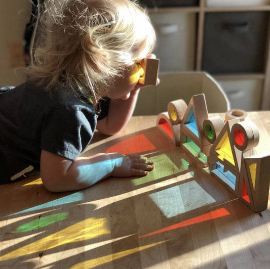 Blocchi di costruzione arcobaleno in legno acrilico per bambini, giocattoli educativi per la prima educazione