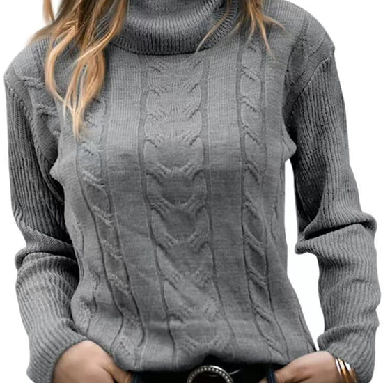 Solid Color Turtleneck Sweater Retro Long Sleeve Sweater - YLORESHOP