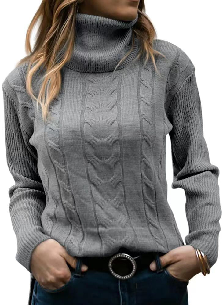 Solid Color Turtleneck Sweater Retro Long Sleeve Sweater - YLORESHOP