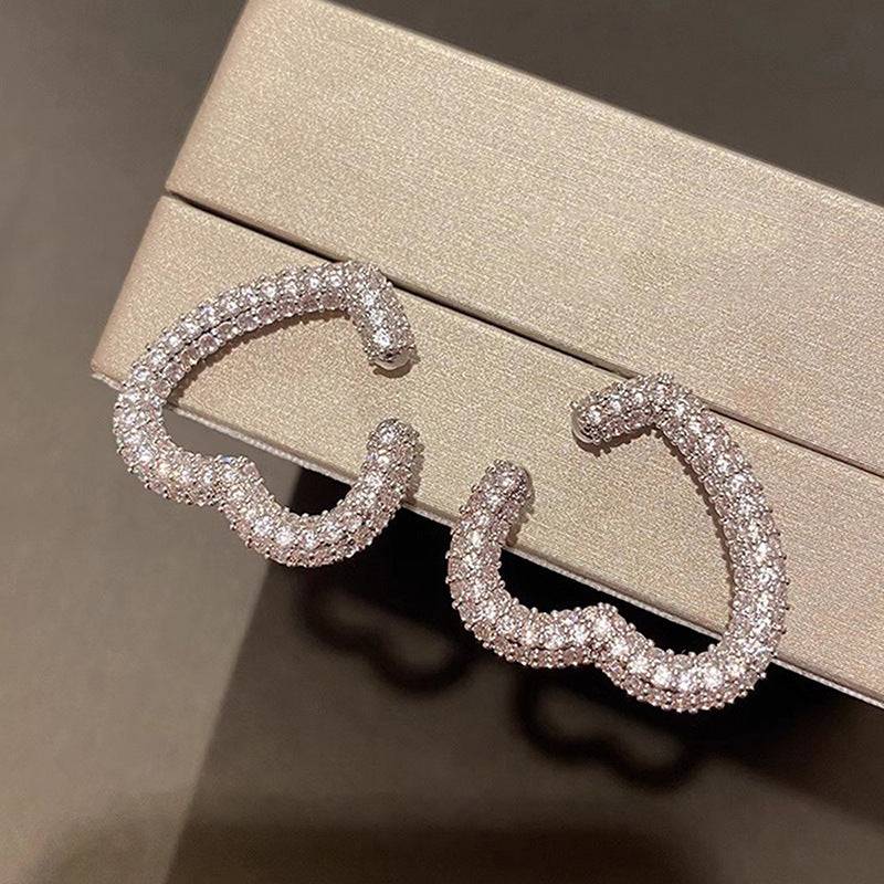 Opening Love Heart Earrings Women's Exquisite Full Diamond - YLORESHOP