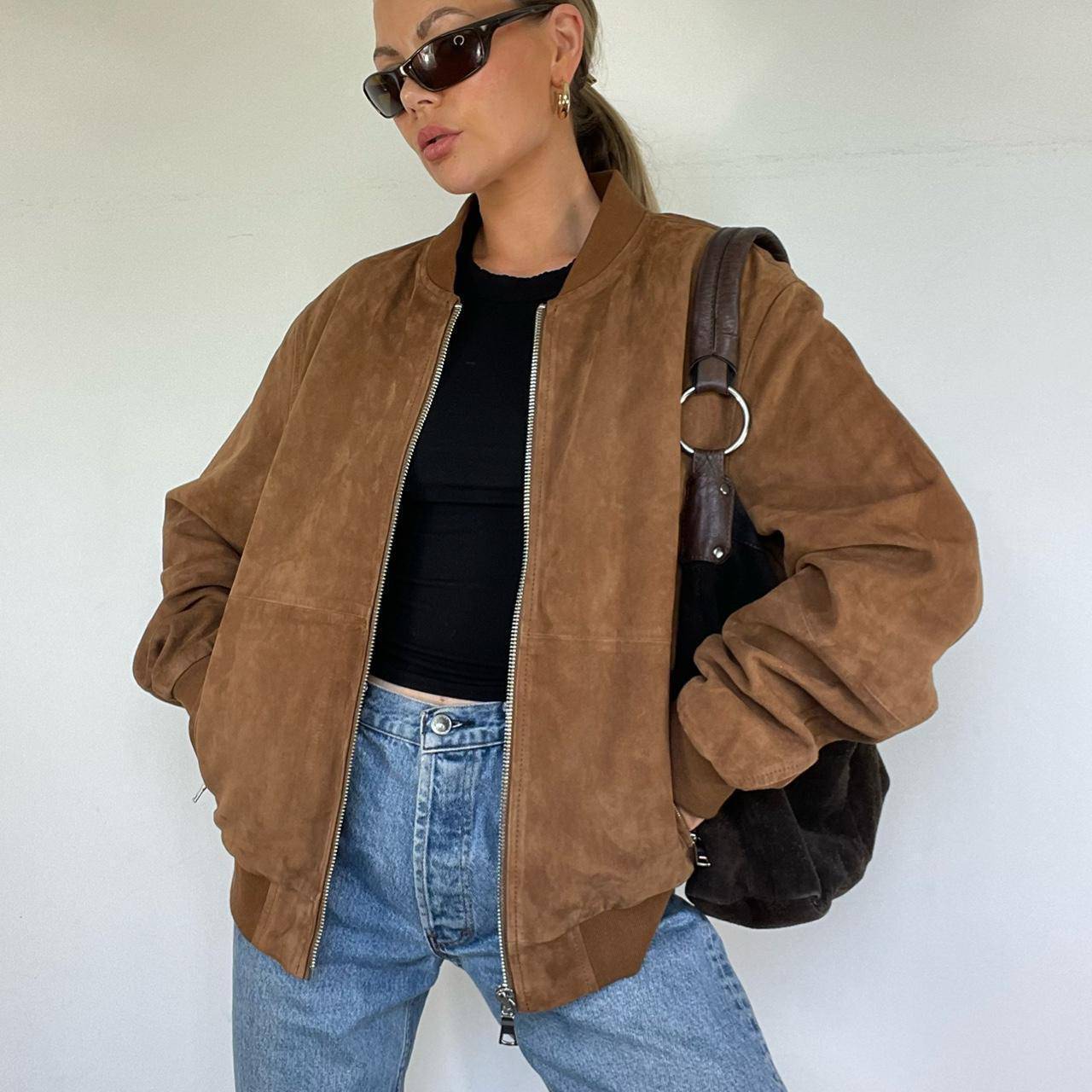 Retro Street Style Solid Color Loose Hot Girl Zipper Jacket - YLORESHOP