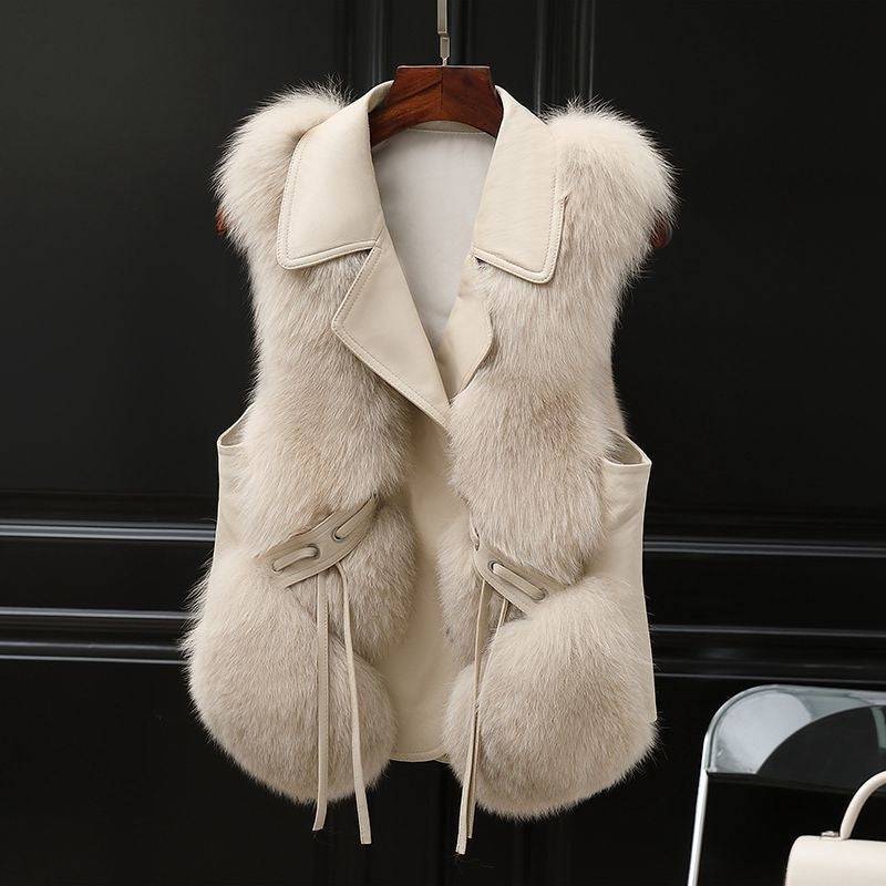 Fur Vest Short Coat Autumn And Winter New Patchwork Winter Fox Fur Jacket Women Short Artificial Fur Coat Elegant Female Warm Vest - YLORESHOP