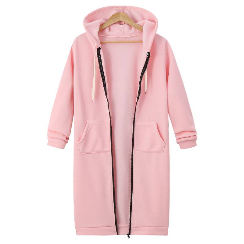 Hooded Long Sleeve Sweater Fleece Long Jacket - YLORESHOP